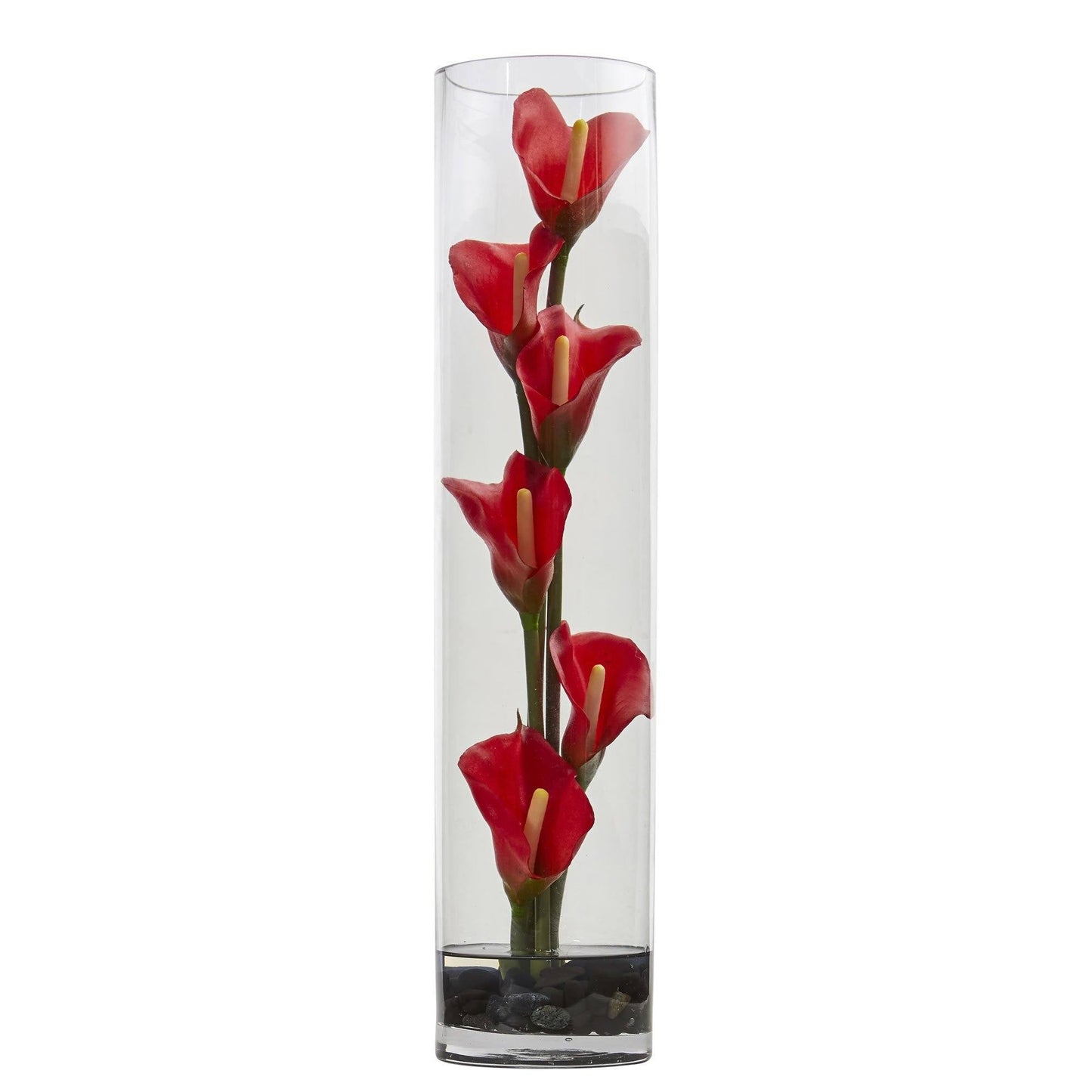18” Mini Cally Lily Artificial Arrangement in Cylinder Glass - Tampa Home & Garden Store