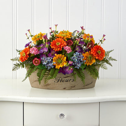 18” Mixed Flowers Artificial Arrangement in Decorative Vase - Tampa Home & Garden Store