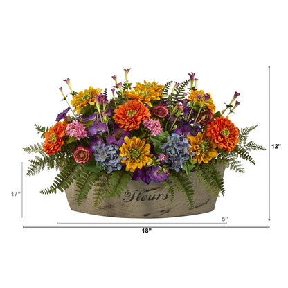 18” Mixed Flowers Artificial Arrangement in Decorative Vase - Tampa Home & Garden Store