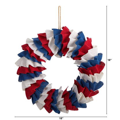18” Red White and Blue “Americana” Burlap Wreath - Tampa Home & Garden Store