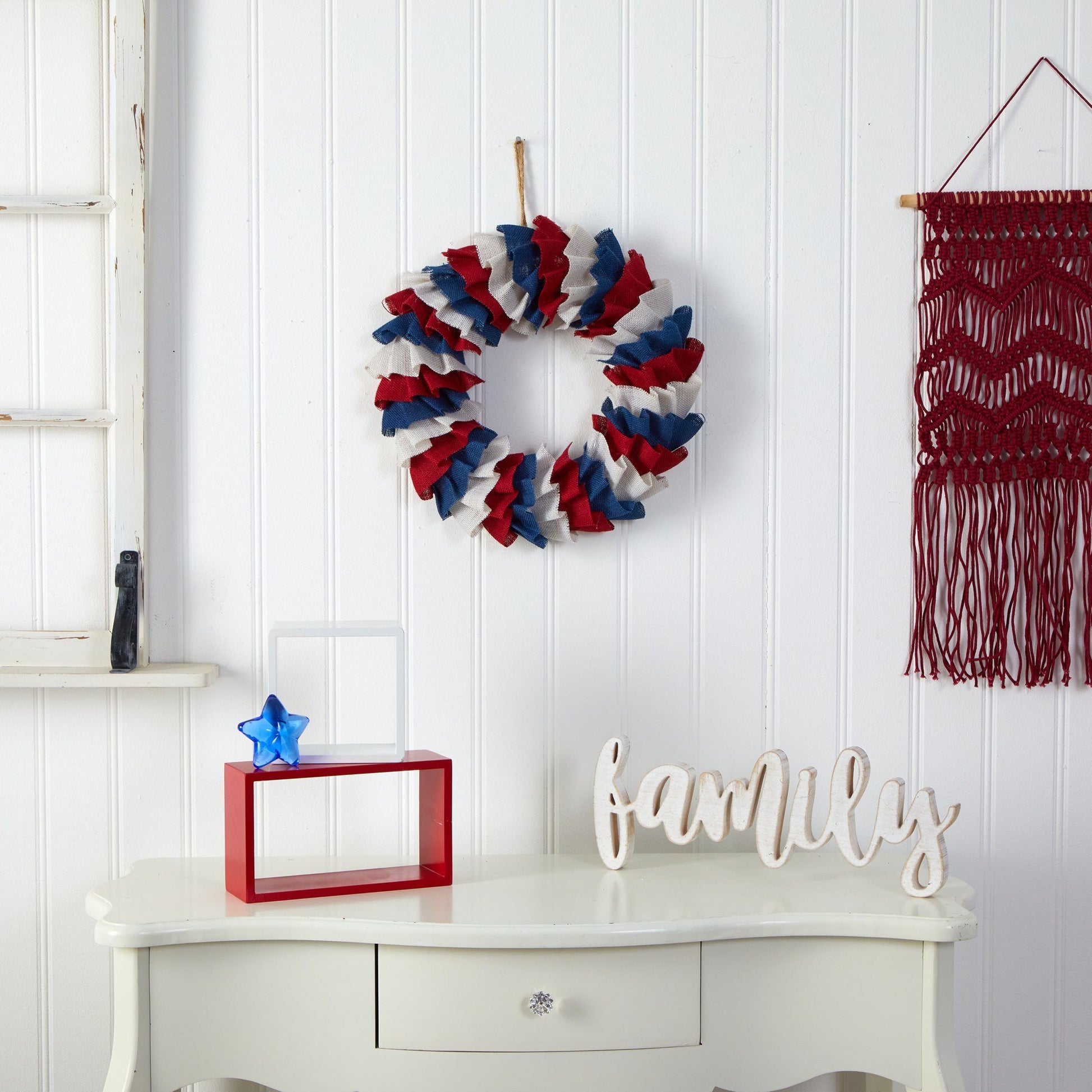 18” Red White and Blue “Americana” Burlap Wreath - Tampa Home & Garden Store