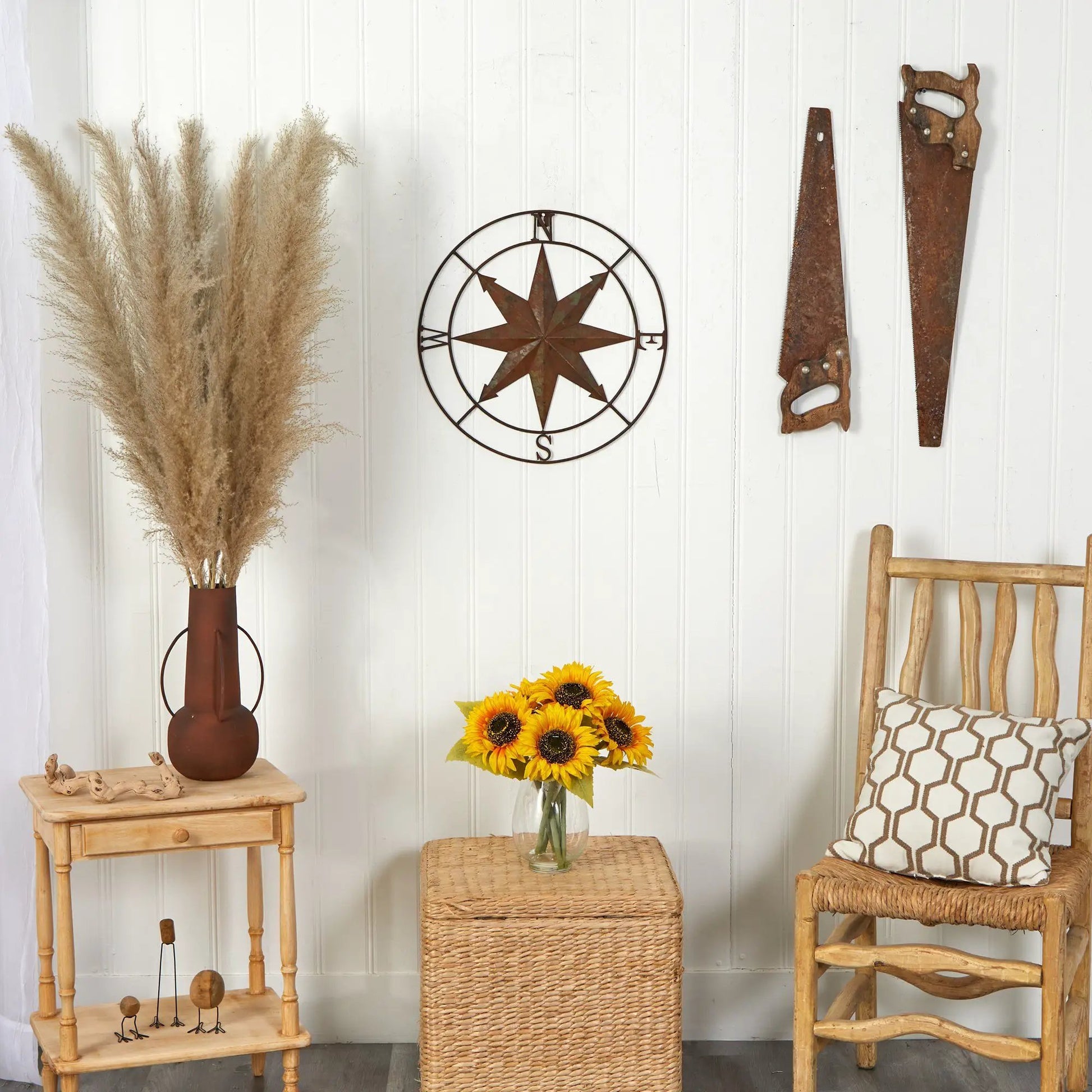 18” Rustic Nautical Metal Compass Wall Art Decor - Tampa Home & Garden Store