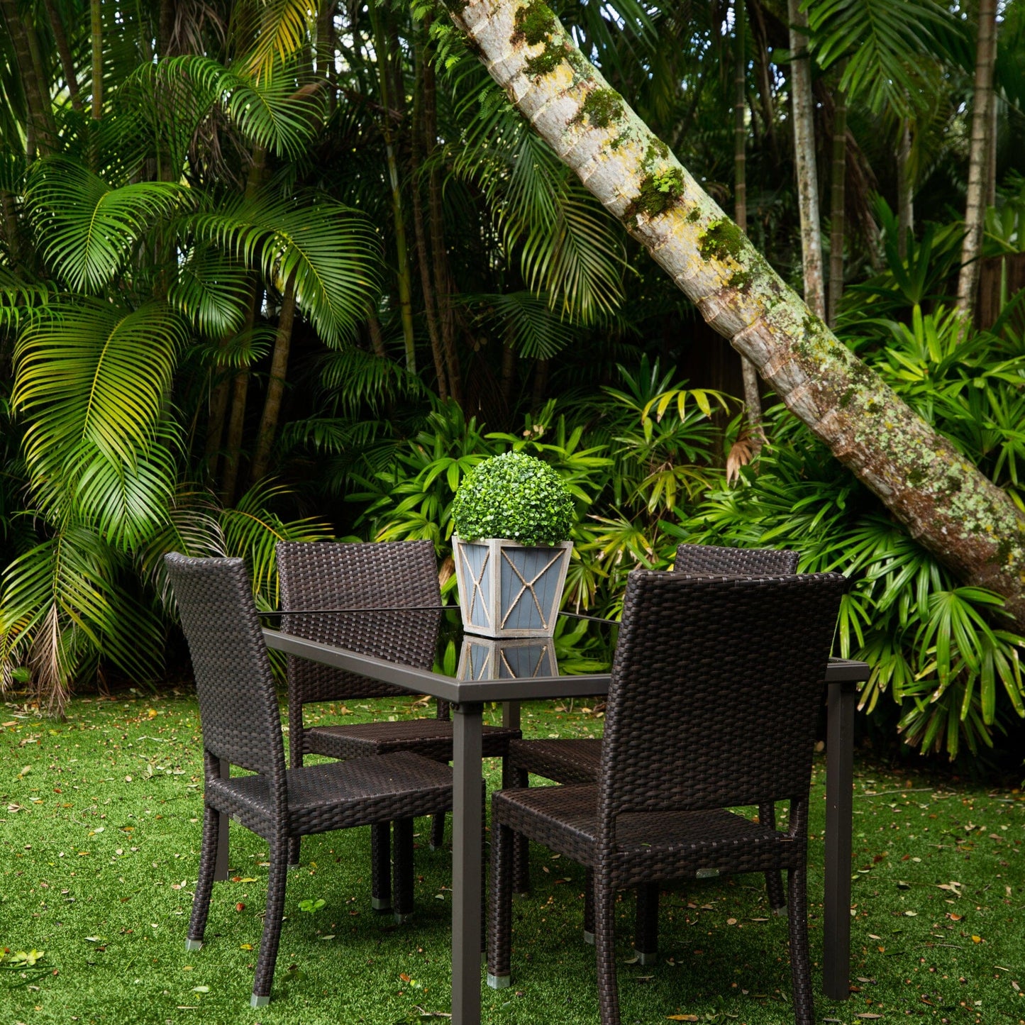 18” UV Resistant Artificial Boxwood Ball Topiary with LED Lights in Decorative Planter (Indoor/Outdoor) - Tampa Home & Garden Store