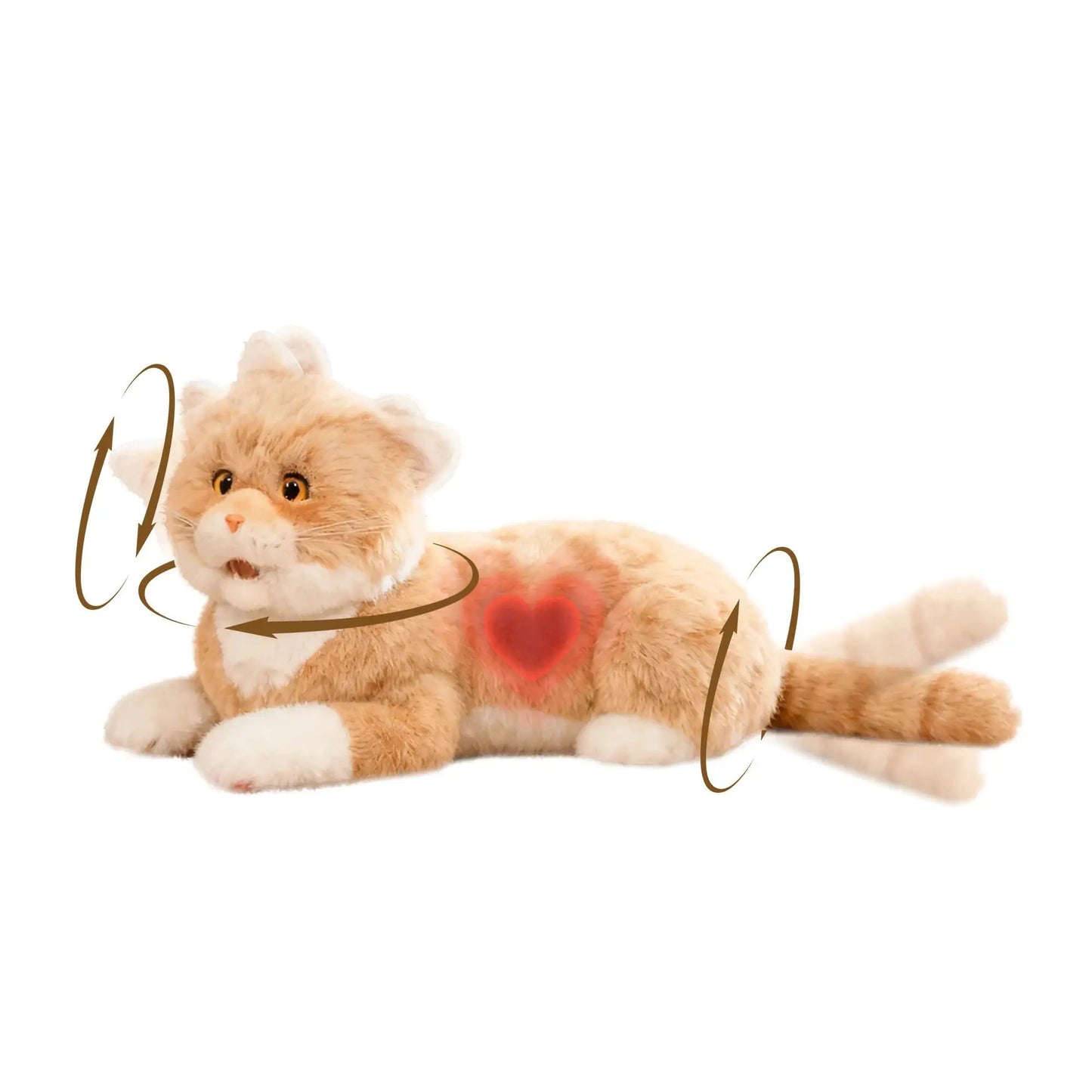 Chongker Percy Robot Cat interactive plush with orange fur and red heart on its chest on Tampa Home & Garden Store