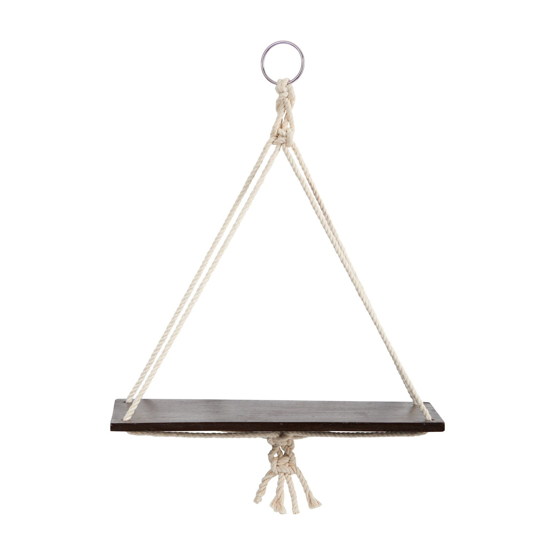 18” x 16” Hand Crafted Macrame Wall Hanging with Wooden Shelf - Tampa Home & Garden Store