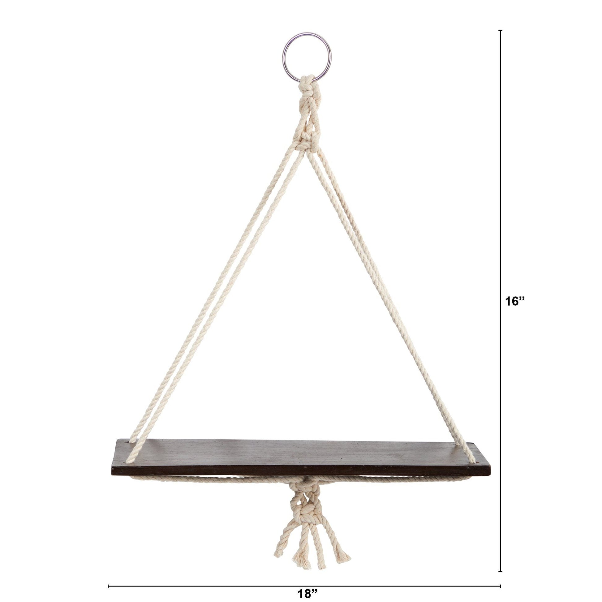 18” x 16” Hand Crafted Macrame Wall Hanging with Wooden Shelf - Tampa Home & Garden Store