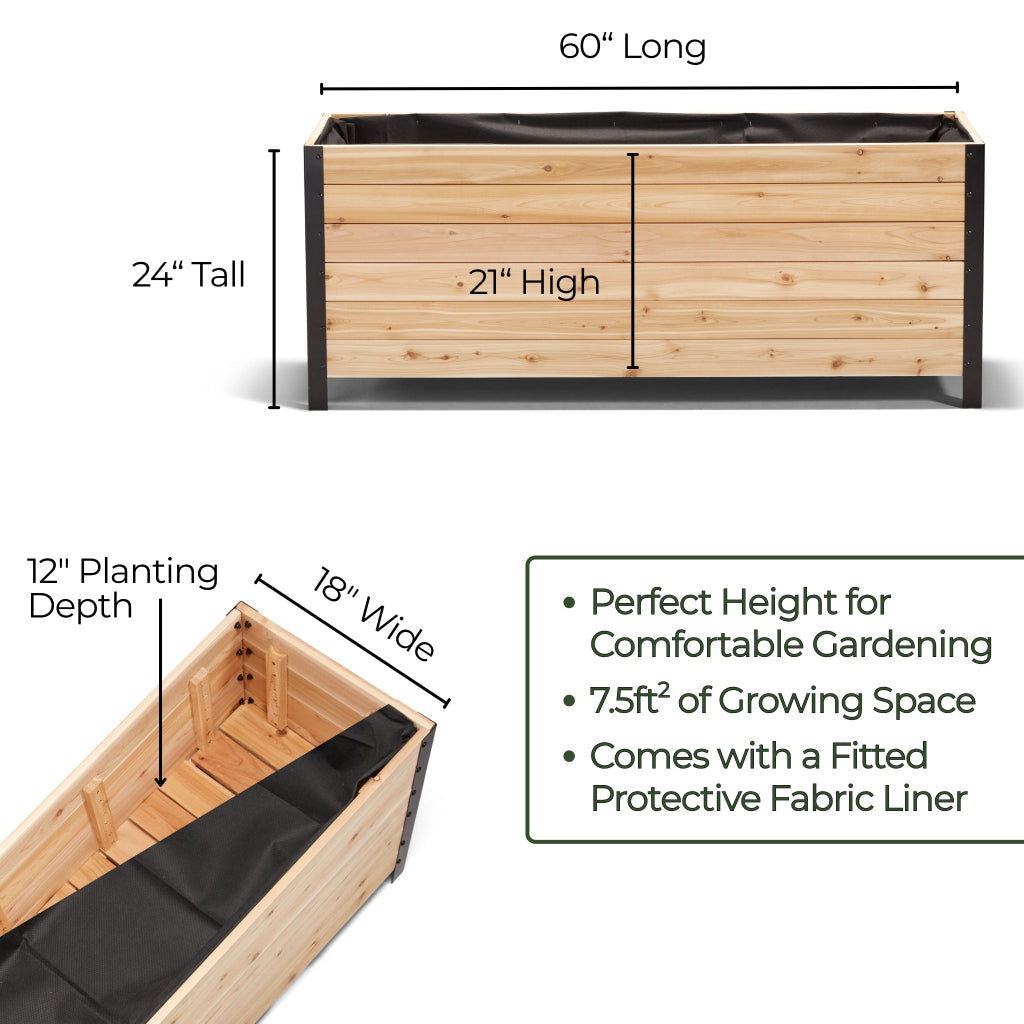18" x 60" Planter Box - 24" TALL / Select Grade - Tampa Home & Garden Store