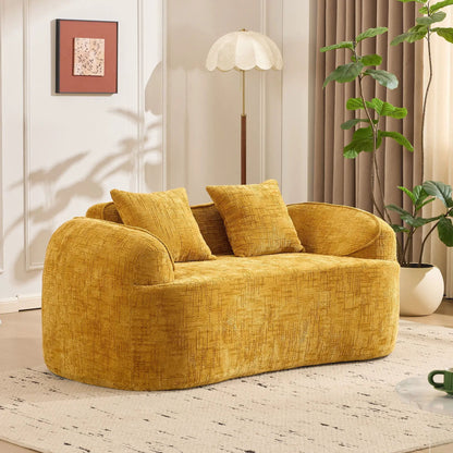 Curved 2 Person Sofa with Armrests and Pillows