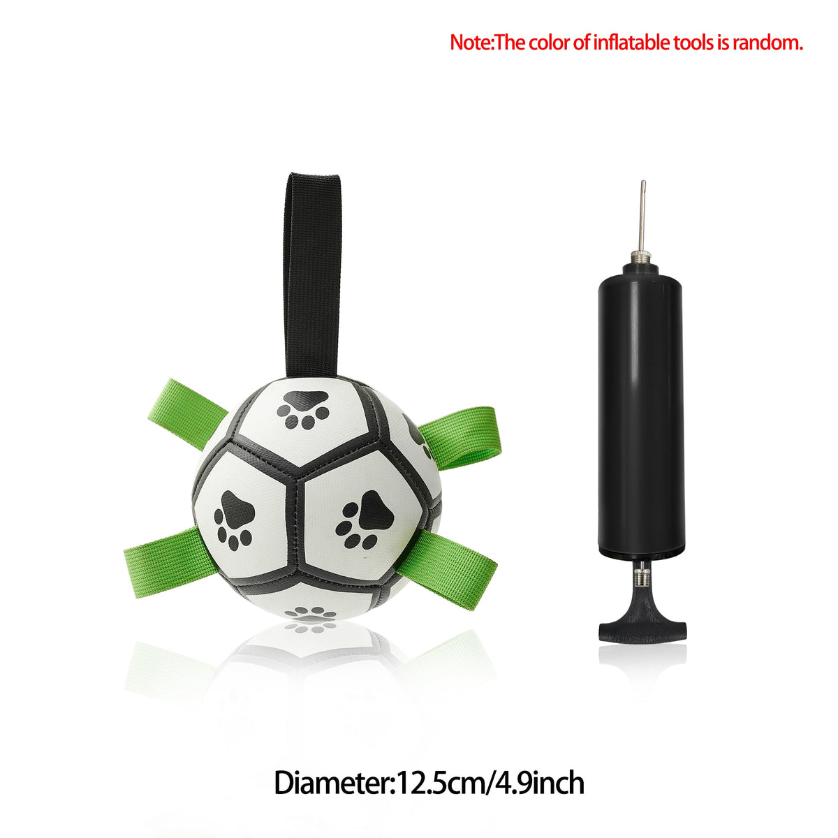 Interactive dog football toy soccer ball with paw-print panels and green straps Sell My Stuff on Tampa Home & Garden Store