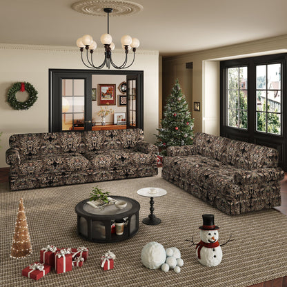 Comfortable Cloud Sofa with Rolled Arms and Skirt by HouseOfZazla in damask upholstery on Tampa Home & Garden Store