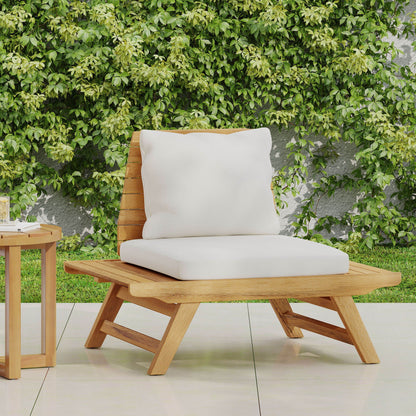 Sedona Outdoor Club Chair, slatted wood frame and beige cushions by HouseOfZazla on Tampa Home & Garden Store
