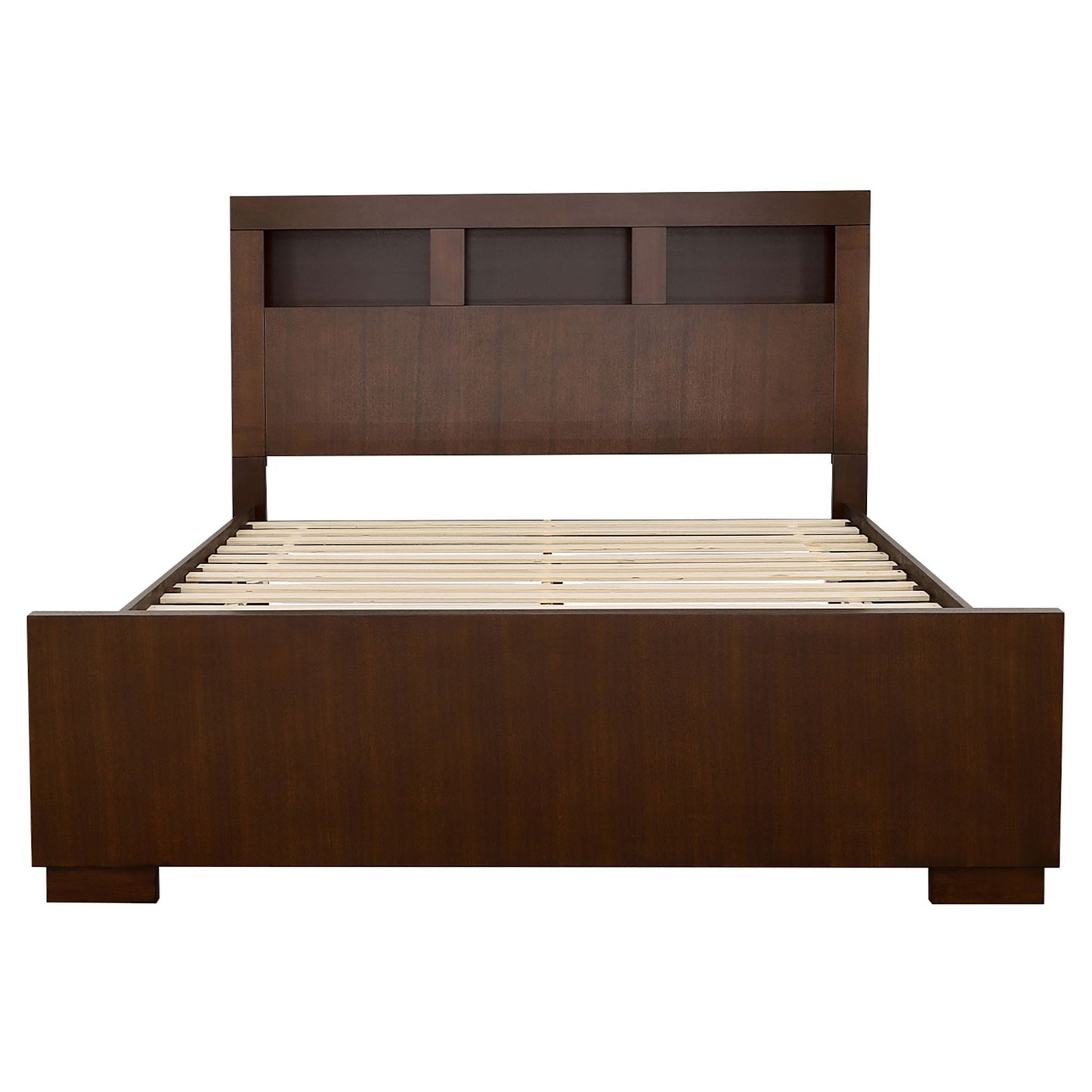 Ardino California King Storage Bed with Bookcase Headboard in cappuccino wood finish on Tampa Home & Garden Store