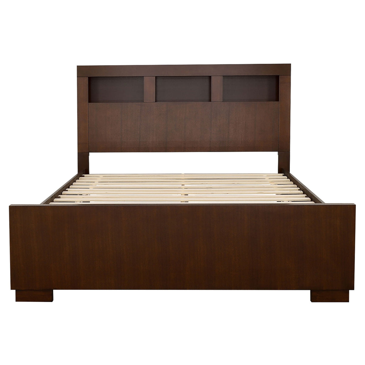 Ardino California King Storage Bed with Bookcase Headboard in cappuccino wood finish on Tampa Home & Garden Store