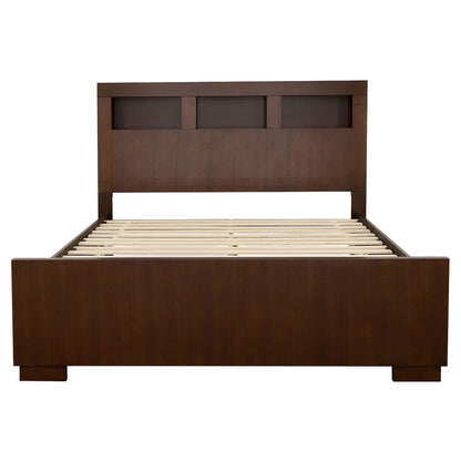 Ardino California King Storage Bed with Bookcase Headboard in cappuccino wood finish on Tampa Home & Garden Store
