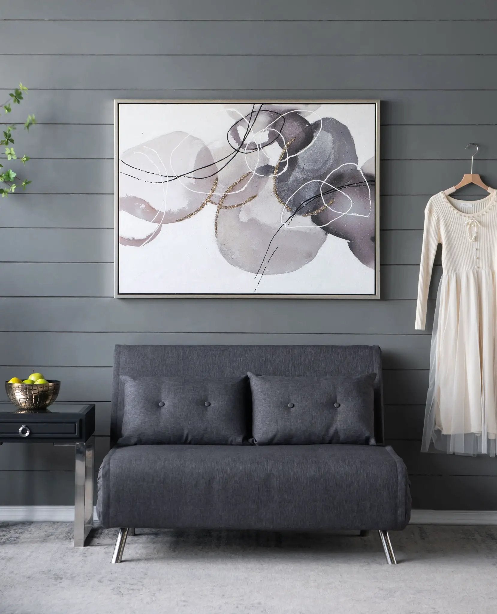 Framed print: modern abstract watercolor in multicolor with silver frame Unique Piece Furniture on Tampa Home & Garden Store