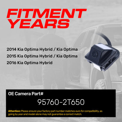 Kia Optima backup camera, Master Tailgaters OEM replacement, black housing, part 95760-2T650 on Tampa Home & Garden Store