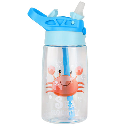 GemGear kids water bottle 16.2oz leak-proof with straw, blue lid and crab graphic on Tampa Home & Garden Store