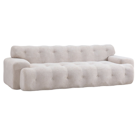 88 in Cloud 3 Seater Chenille Sofa with Button Tufting, beige fabric by HouseOfZazla on Tampa Home & Garden Store