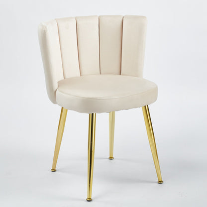 Ergonomic Dining Chair Set of 2, cream upholstery with gold metal legs on Tampa Home & Garden Store