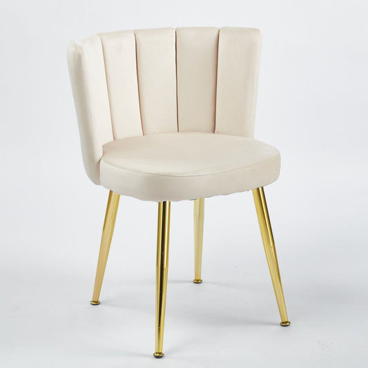 Ergonomic Dining Chair Set of 2, cream upholstery with gold metal legs on Tampa Home & Garden Store