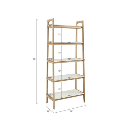 Parker Bookcase with Five Shelves Off White