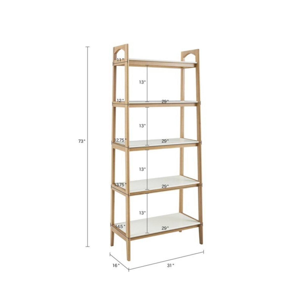 Off White and Natural Ladder Bookcase, 5 shelves, solid wood frame by HouseOfZazla on Tampa Home & Garden Store