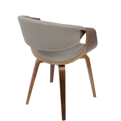 Mid-Century Modern Dining Chair with Bent Wood Legs gray faux-leather upholstery for kids on Tampa Home & Garden Store