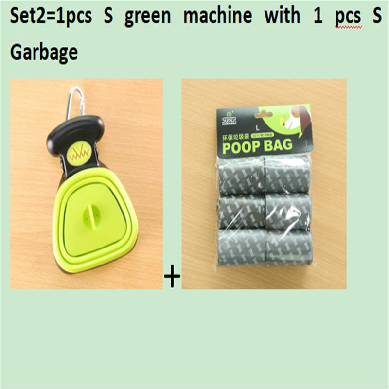 Pet Zen 2pc dog travel foldable pooper scooper in green with 1 roll decomposable bags on Tampa Home & Garden Store