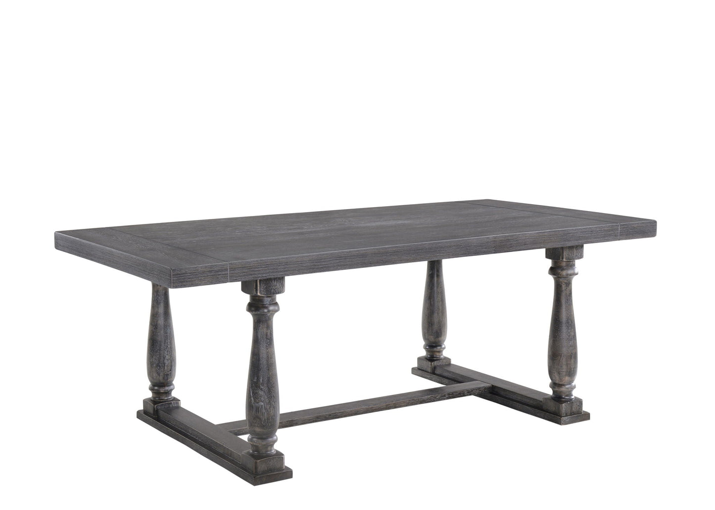 Bernard Weathered Dining Table dark gray weathered wood with turned legs by HouseOfZazla on Tampa Home & Garden Store
