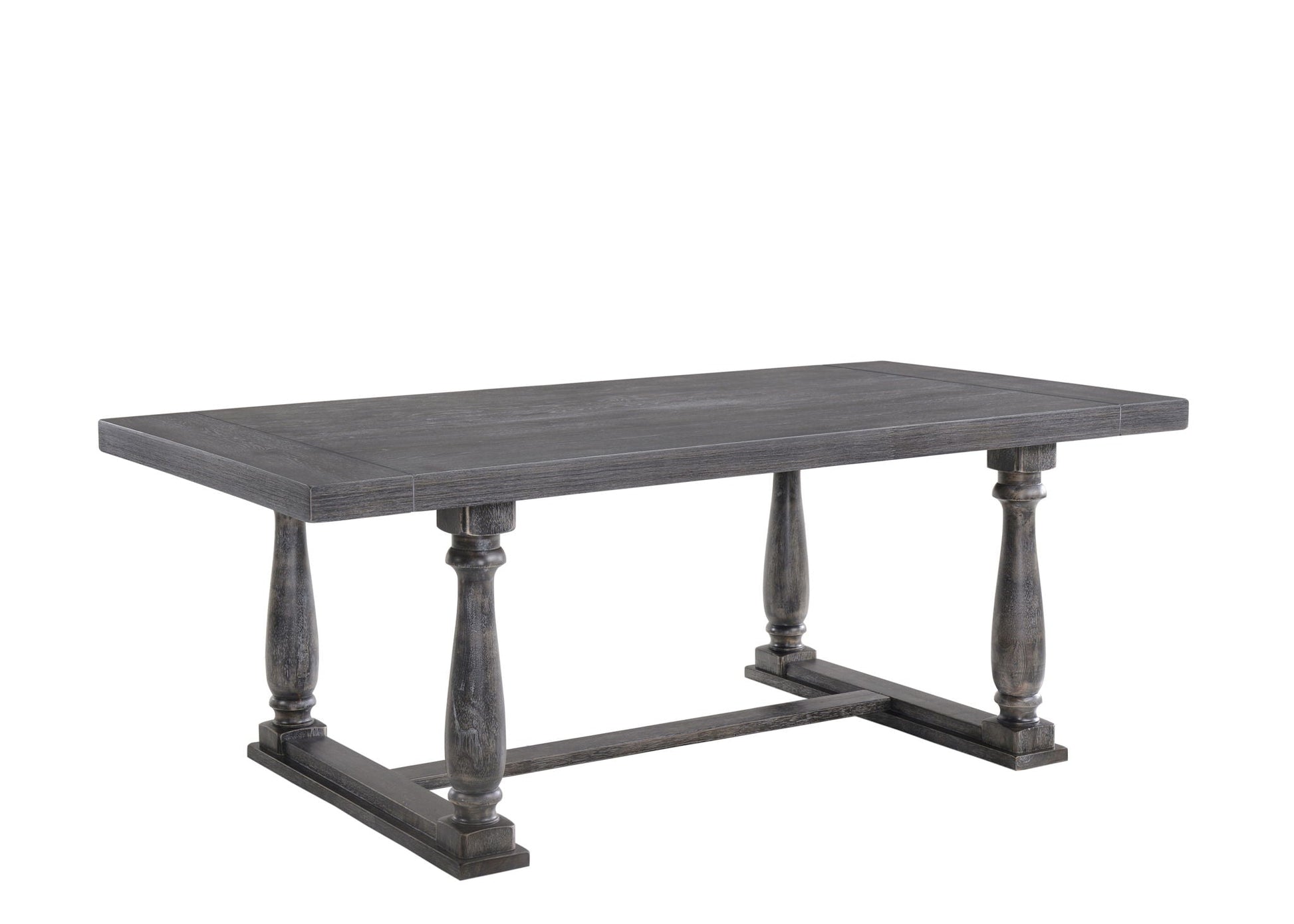 Bernard Weathered Dining Table dark gray weathered wood with turned legs by HouseOfZazla on Tampa Home & Garden Store