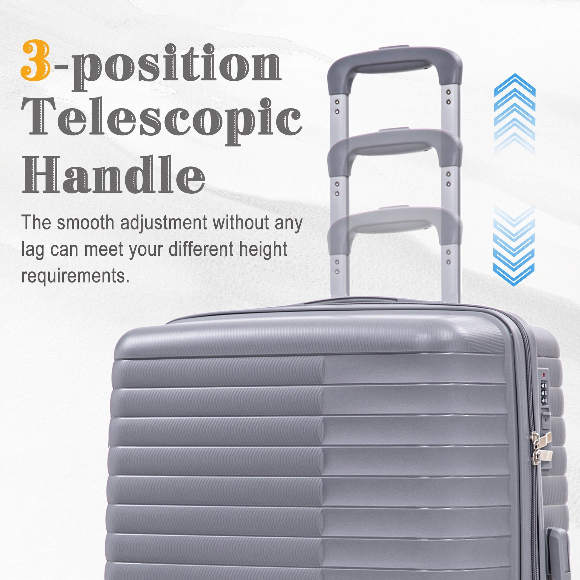 4-Piece PP Spinner Wheel Luggage Set light gray hard-shell with cosmetic case on Tampa Home & Garden Store