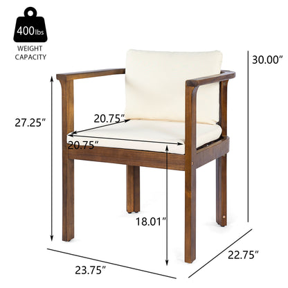 Outdoor Dining Chair Set of 2 with Curved Acacia Wood Arms HouseOfZazla on Tampa Home & Garden Store