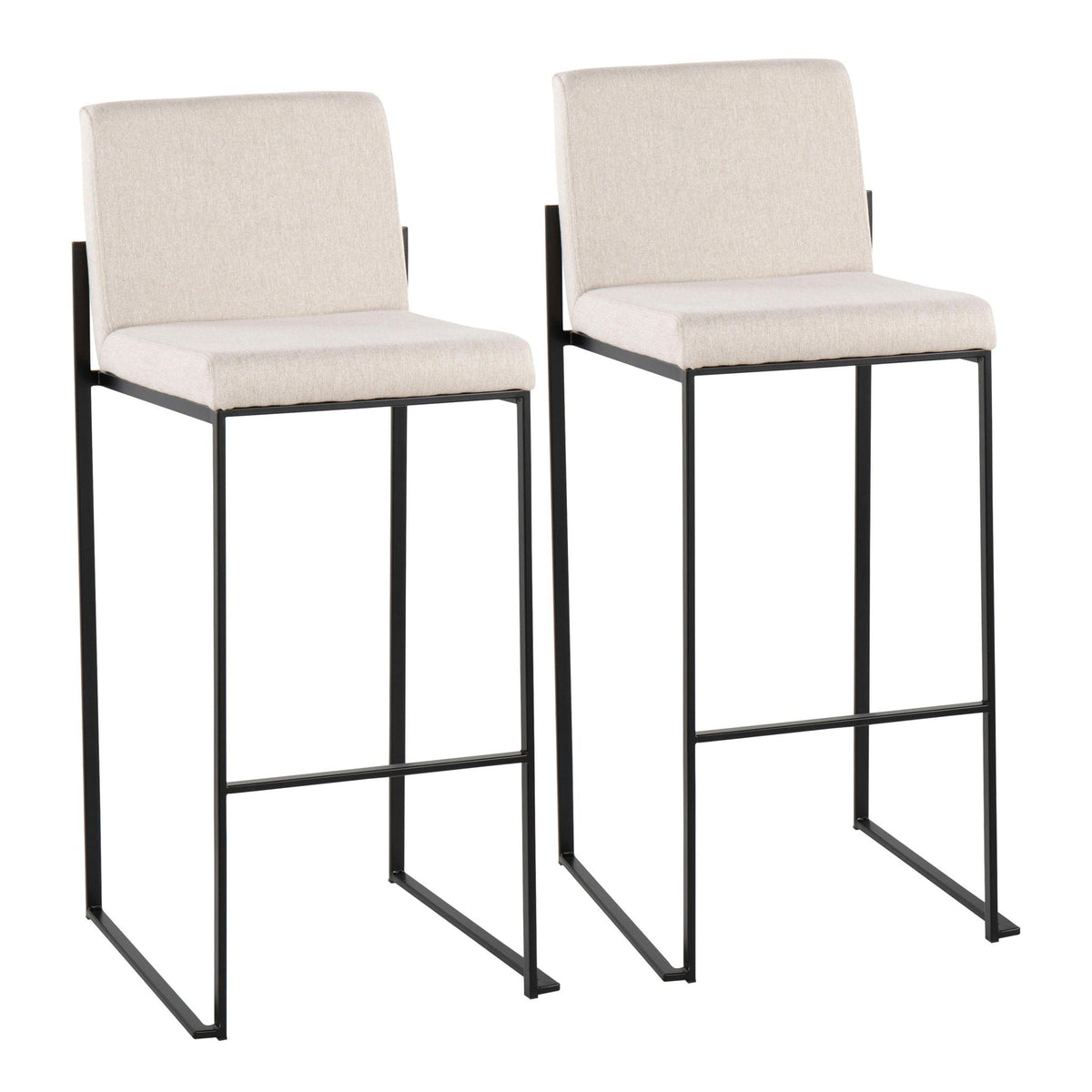 High-back bar stools in beige fabric with black metal frame, set of 2 HouseOfZazla on Tampa Home & Garden Store
