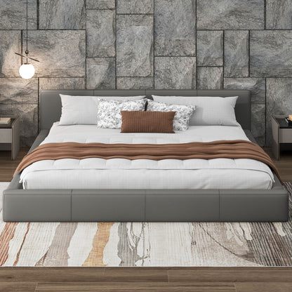 Stylish Upholstered Bed With Birch Wood Frame in grey on Tampa Home & Garden Store