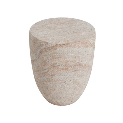 Outdoor / Indoor Lightweight Concrete Side Table beige travertine top HouseOfZazla on Tampa Home & Garden Store