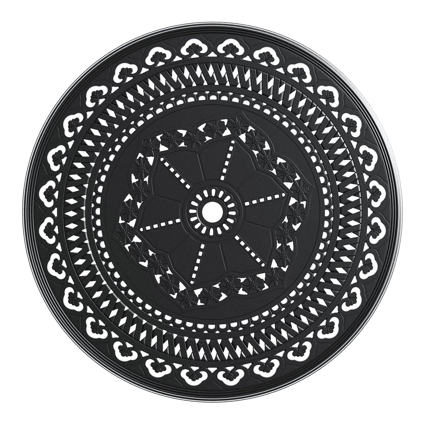 Ø39.37-inch Cast Aluminum Patio Dining Table With Black Frame and Umbrella Hole - Tampa Home & Garden Store