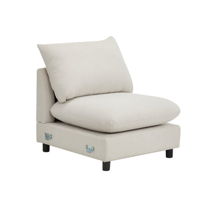 Oversize 99 in L-shaped modular sectional sofa in beige fabric with metal brackets and black legs on Tampa Home & Garden Store