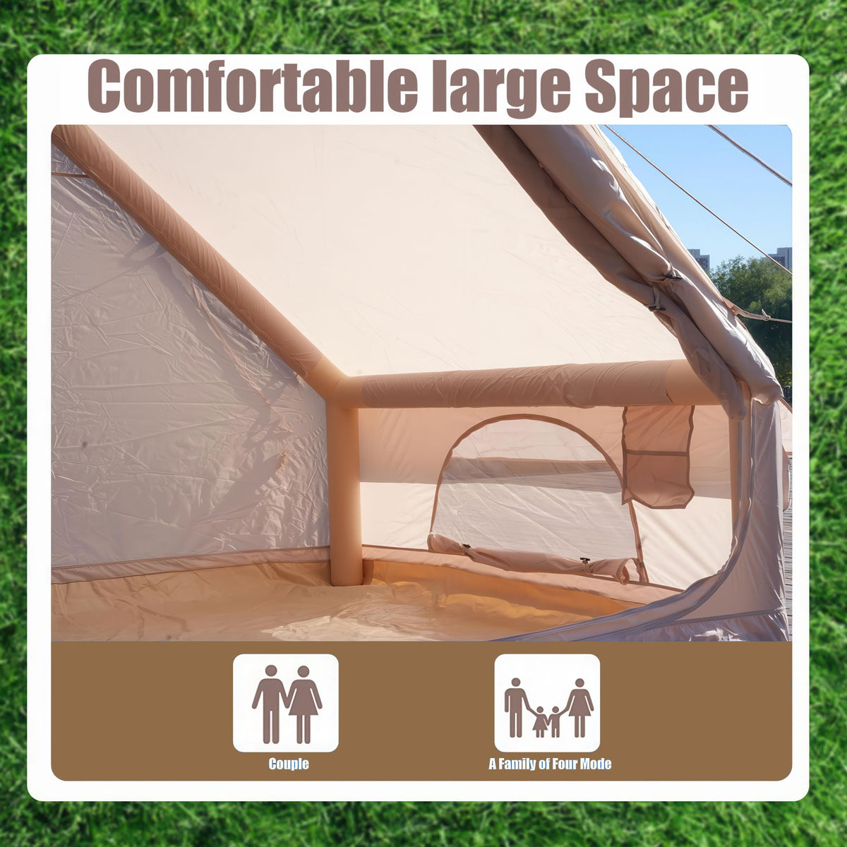 Inflatable glamping tent for 4–6 people in khaki, waterproof outdoor tent with pump by HouseOfZazla on Tampa Home & Garden Store
