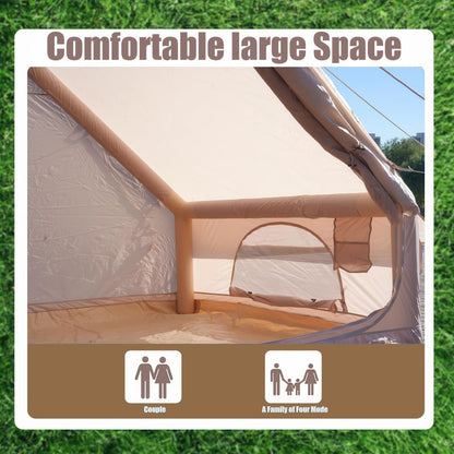 Inflatable glamping tent for 4–6 people in khaki, waterproof outdoor tent with pump by HouseOfZazla on Tampa Home & Garden Store