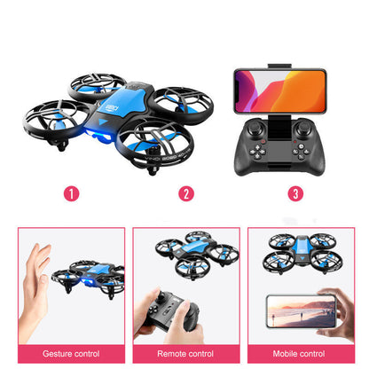 Blue V8 mini RC quadcopter with prop guards gesture sensing and wifi FPV HD camera on Tampa Home & Garden Store