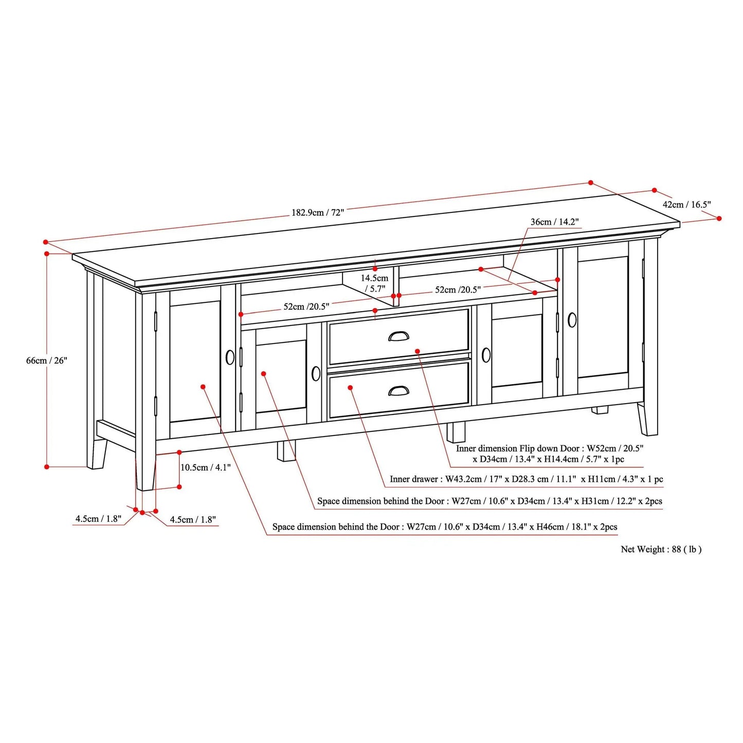 Redmond Handcrafted TV Media Stand With Storage