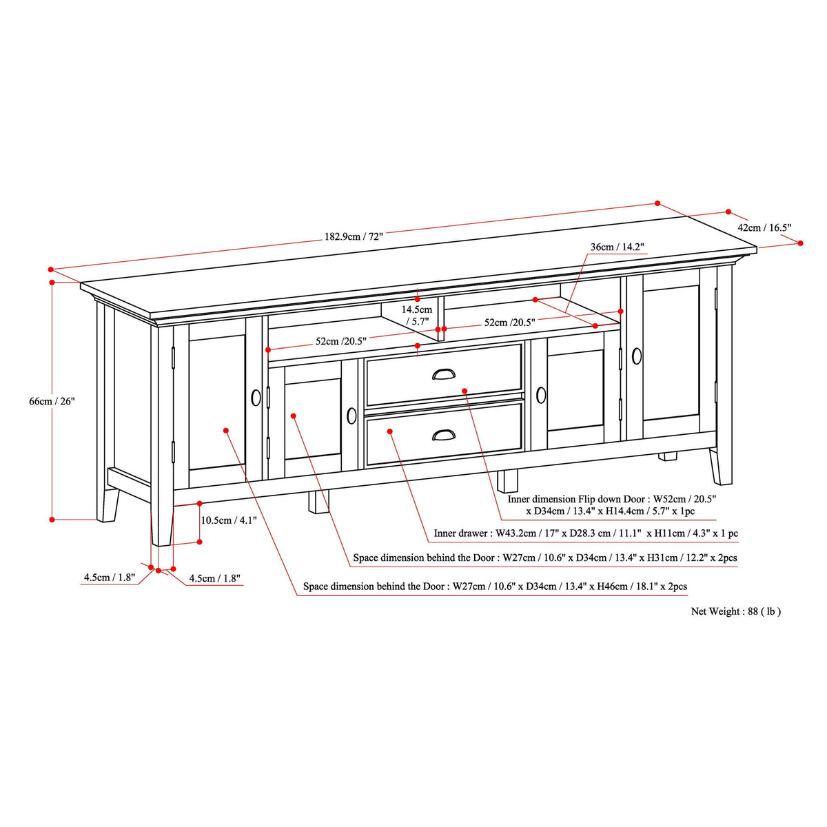 Handcrafted Media Stand with Adjustable Shelves by HouseOfZazla on Tampa Home & Garden Store