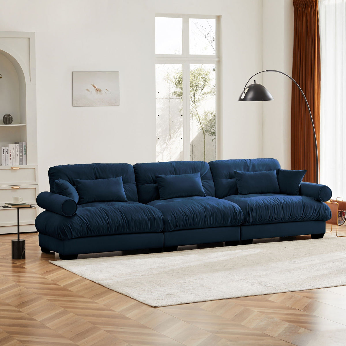Large Modern Sofa With Cloud Comfort And Pillows