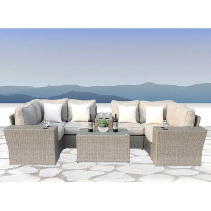 Outdoor Wicker Sectional with Weather Cushions