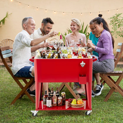 Portable Patio Cooler GemGear with bottom storage shelf and bottle opener, red party cooler on Tampa Home & Garden Store