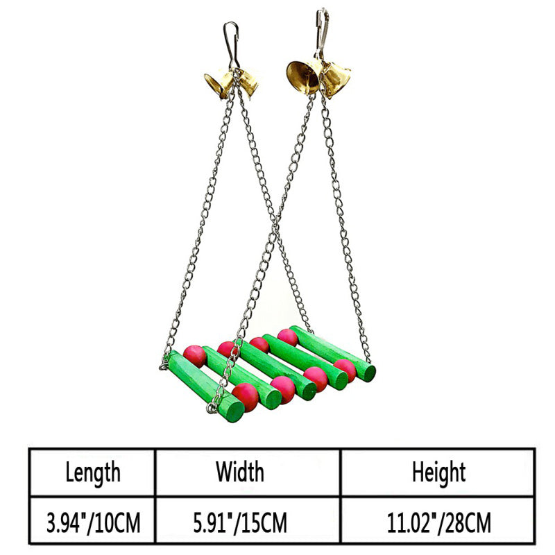 Parrot nibble toy with green wooden dowels and pink beads on metal chains by Sell My Stuff on Tampa Home & Garden Store