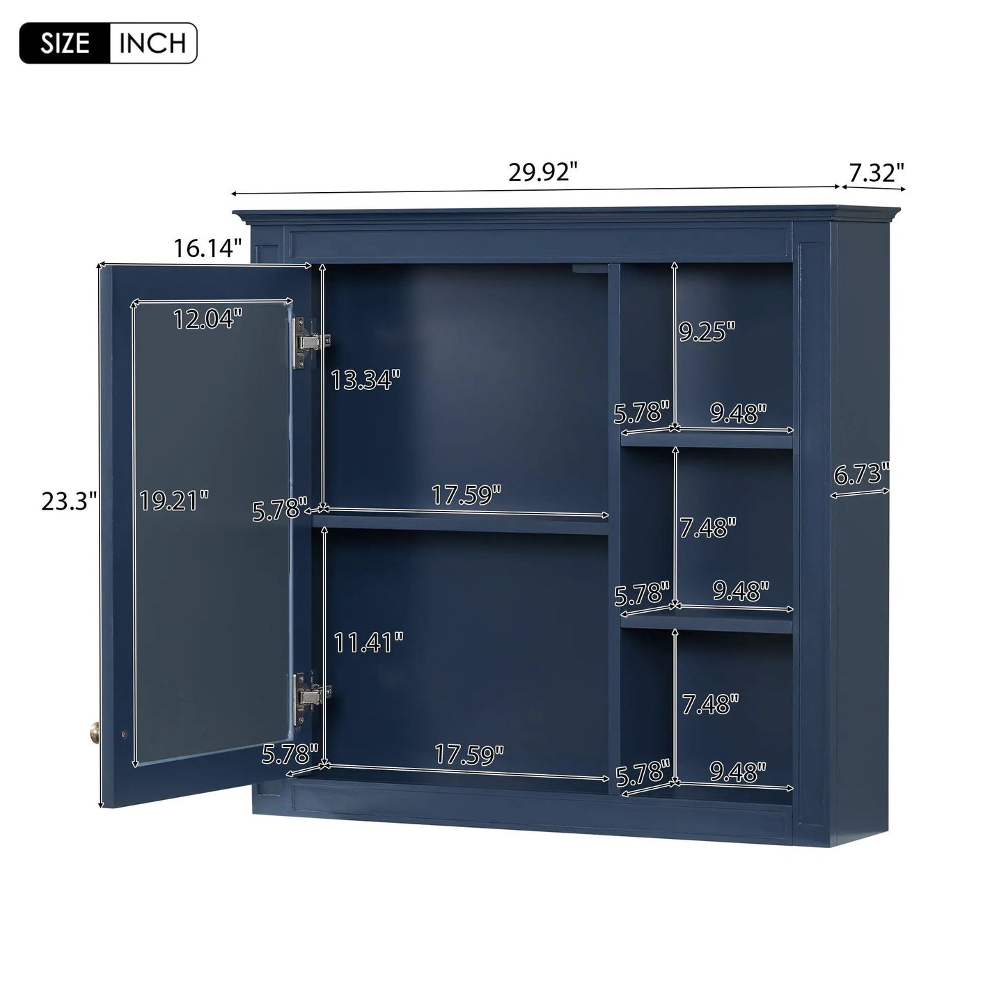 Wall Mounted Cabinet With Mirror and Open Shelves