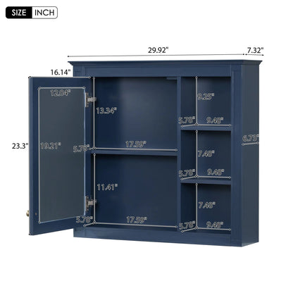 Wall Mounted Cabinet With Mirror and Open Shelves