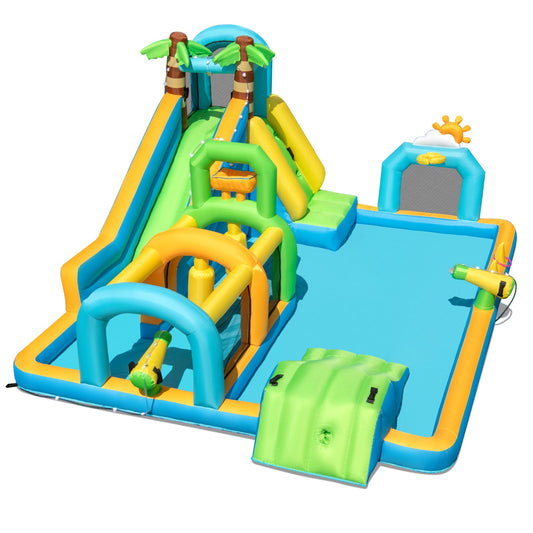 Inflatable Water Slide Tropical Theme Dual Slide Aqua Park Blower Excluded - Tampa Home & Garden Store