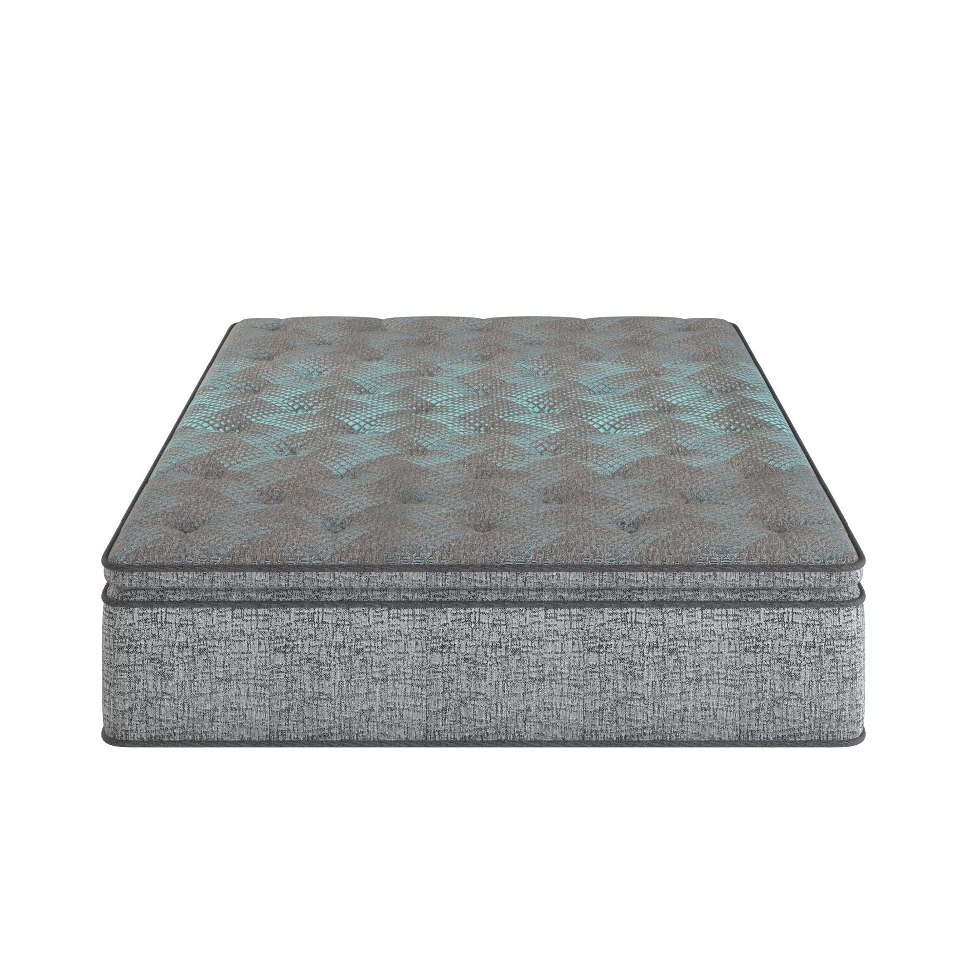 Comfort Care 12in Hybrid Euro Top Mattress twin plush with pocketed coils gray/blue quilted top on Tampa Home & Garden Store